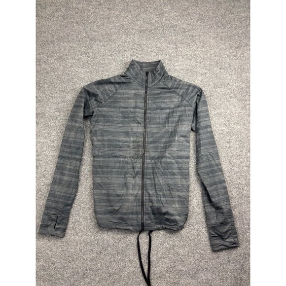 Carve Designs Active Jacket Women's M Gray Stripe Full Zip Pockets Made in USA - Picture 1 of 8